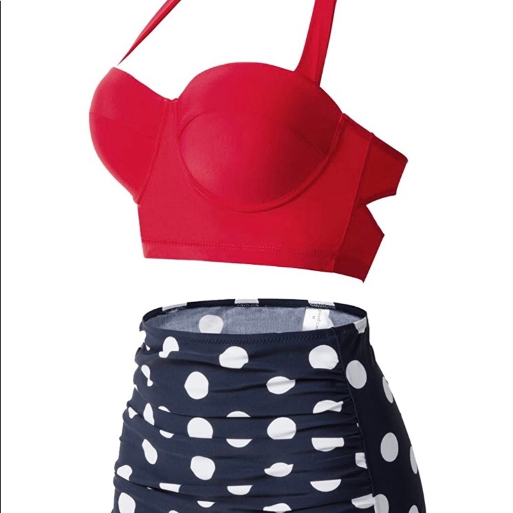 50s retro polka dot high waist Bikini swimsuit L - Picture 4 of 9